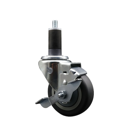 Service Caster 3.5'' SS Thermoplastic Rubber Swivel 1-1/4'' Expanding Stem Caster with Brake SCC-SSEX20S3514-TPRB-TLB-114